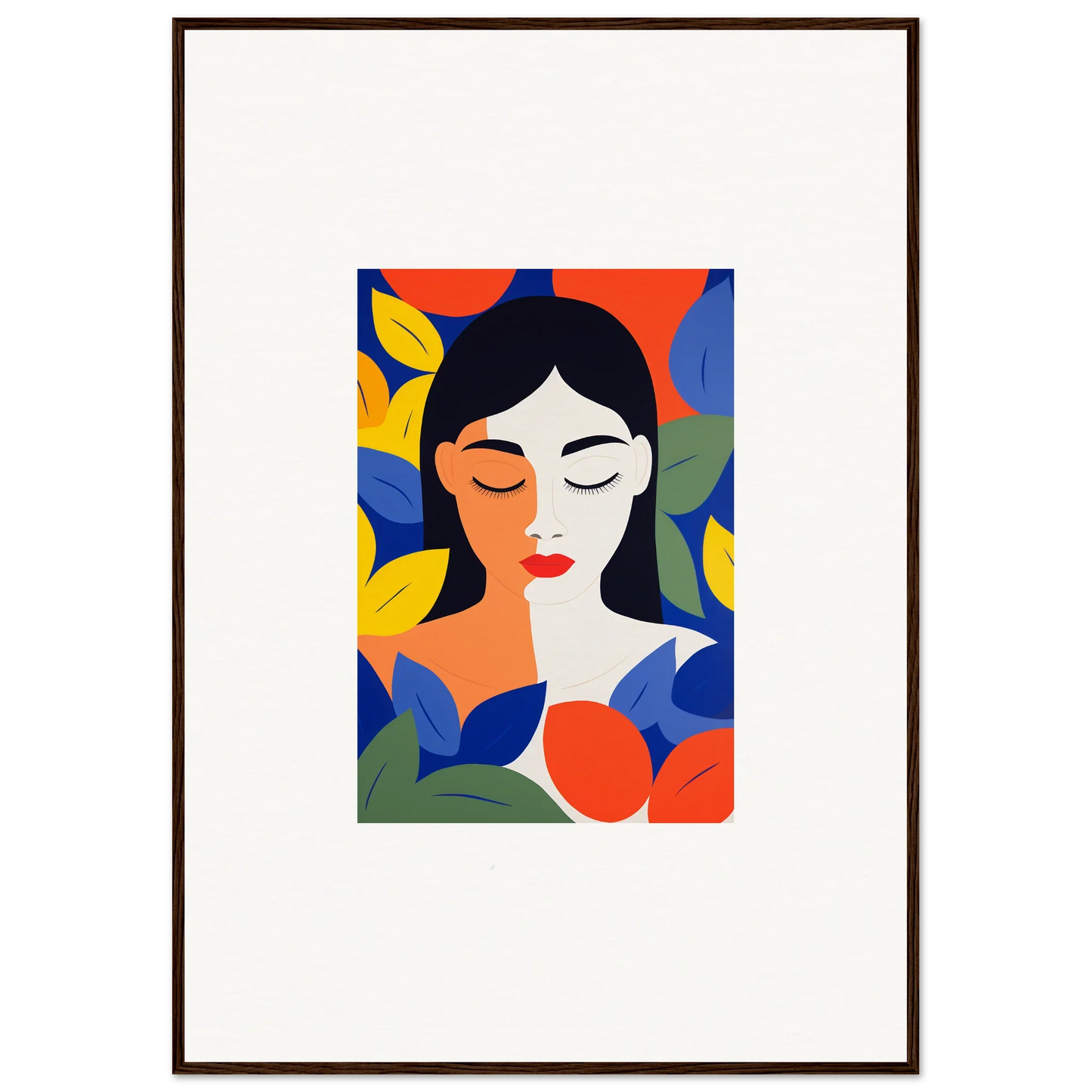 Colorful abstract portrait of a woman for stylish room decor and framed wall art