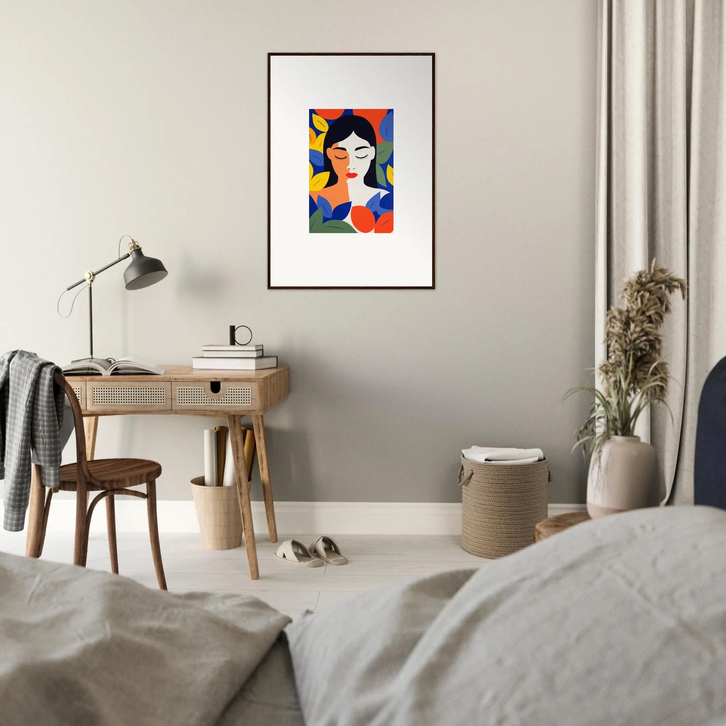 Colorful abstract portrait of a woman, perfect for framed wall art and room decor