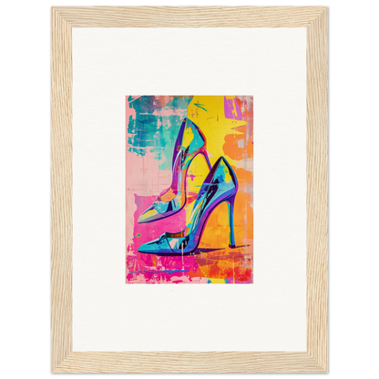 Colorful high-heeled shoes in vibrant pop art, perfect for Heels Reverie room decor