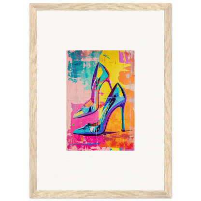 Colorful high-heeled shoes adding charm to your room decor and Ethereal Heels Reverie