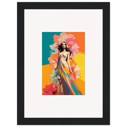 Colorful painting of a woman in a dress, perfect for room decor or framed wall art