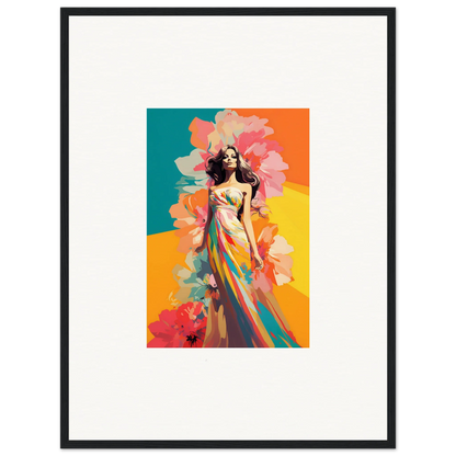 Colorful canvas print of a woman in a dress for vibrant room decor or framed wall art