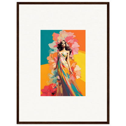 Colorful painting of a woman in a flowing dress for vibrant room decor canvas print