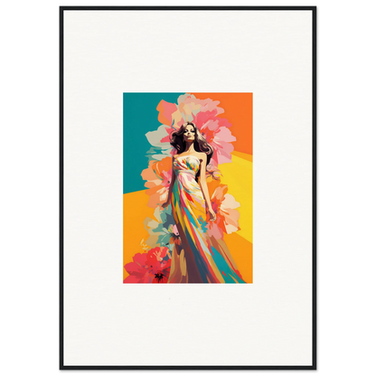 Colorful painting of a woman in flowy dress, perfect for room decor and canvas prints