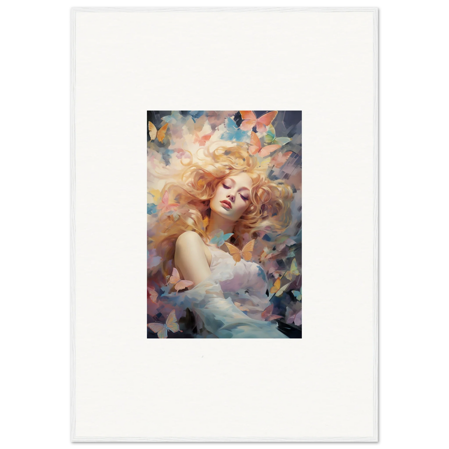 Colorful woman painting with flowing hair for vibrant room decor or framed wall art