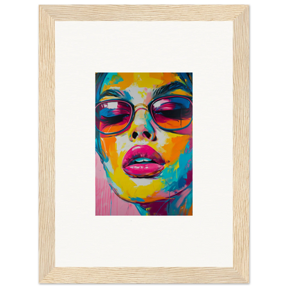 Colorful pop art-style portrait with sunglasses and pink lips for Spectra Parade wall decor