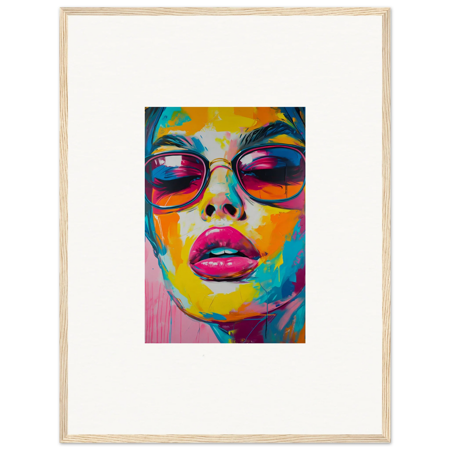 Colorful Pop Art portrait with sunglasses for Spectra Parade room decor or framed wall art