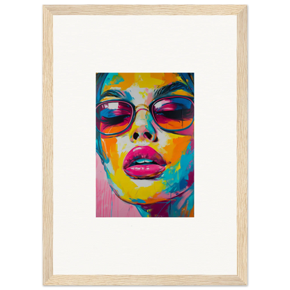 Colorful pop art face with sunglasses and pink lips for Spectra Parade room decor