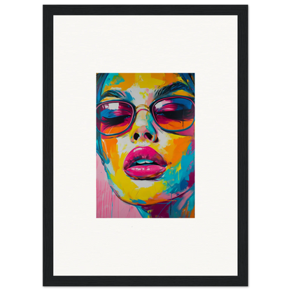 Colorful portrait of a face in sunglasses, perfect for Petal Spectra Parade room decor