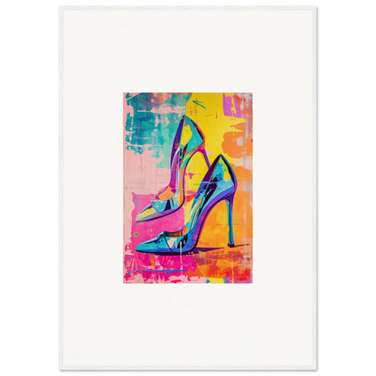 Colorful stylized painting of high-heeled shoes for Room Decor or Framed Wall Art