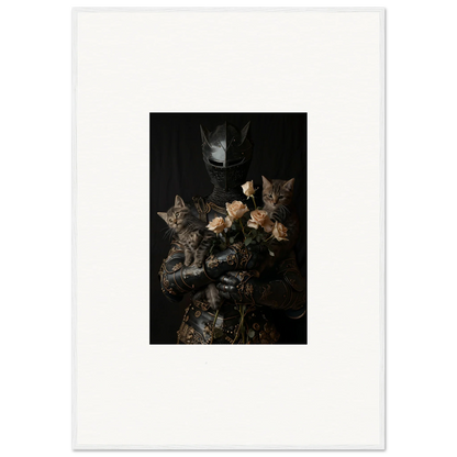 Dark floral still life painting with roses, Cuddle Chaotica framed wall art for room decor