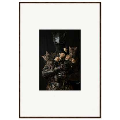 Dark still life of roses and cats, perfect for Cuddle Chaotica framed wall art