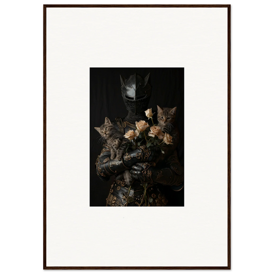 Dark still life of roses and cats, perfect for Cuddle Chaotica framed wall art