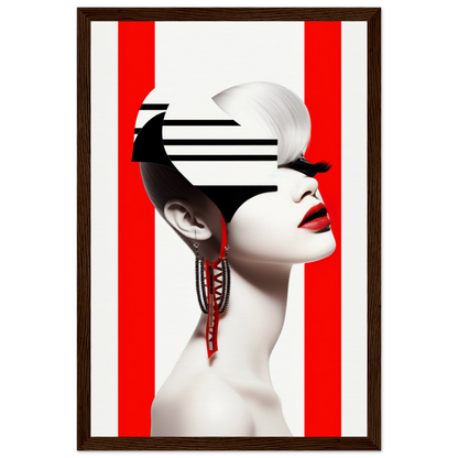 A high-quality Deep Dive The Oracle Windows™ Collection for my wall featuring a portrait of a woman with red and white stripes on her face. This artwork will transform your space.