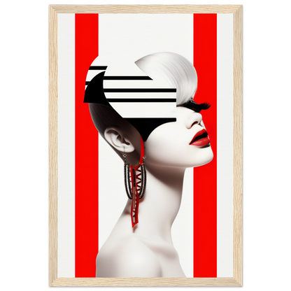 A high-quality Deep Dive The Oracle Windows™ Collection for my wall featuring a portrait of a woman with red and white stripes on her face. This artwork will transform your space.