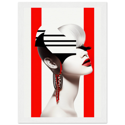 A high-quality Deep Dive The Oracle Windows™ Collection for my wall featuring a portrait of a woman with red and white stripes on her face. This artwork will transform your space.