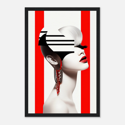 A high-quality Deep Dive The Oracle Windows™ Collection for my wall featuring a portrait of a woman with red and white stripes on her face. This artwork will transform your space.