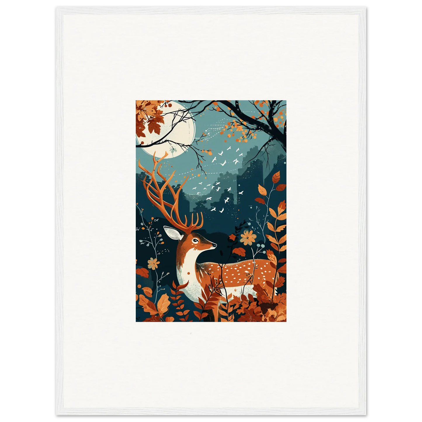 Deer with antlers in autumn forest, perfect for Starlight Coalescence room decor