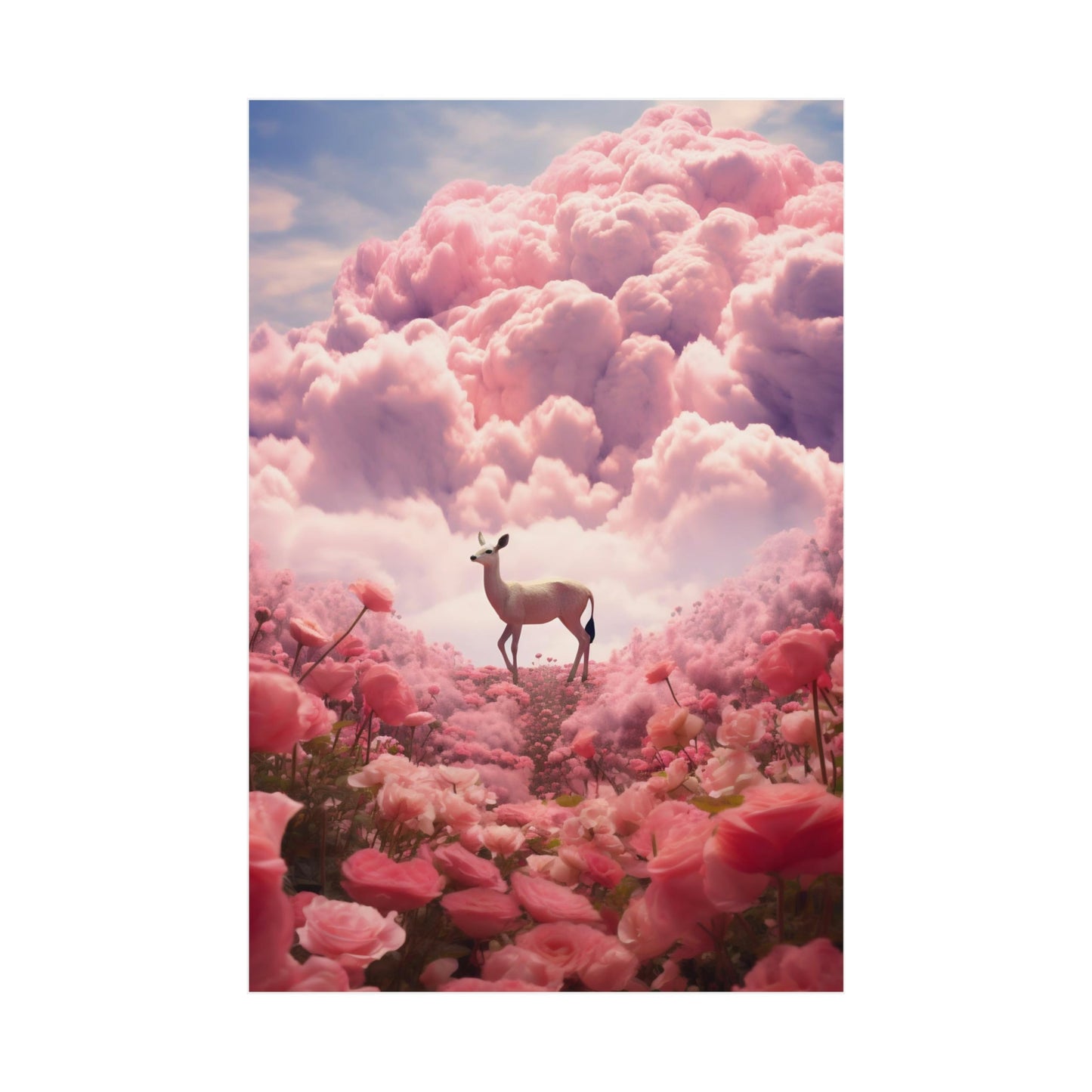 A deer standing in a field of flowers