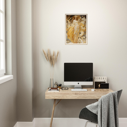 A desk with a computer and a chair