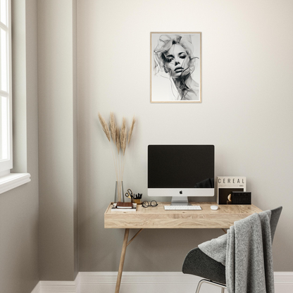 A desk with a computer and a chair