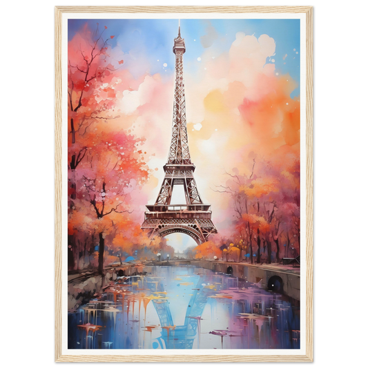 Transform your space with a high quality A.I. Fantasia In Aquarelles, Eiffel, Paris. The Oracle Windows™ Collection poster in autumn.