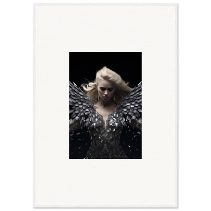 Dramatic portrait of a figure with dark wings for Phantom Reverie framed wall art