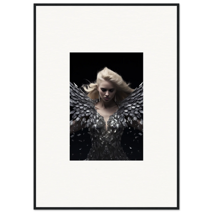 Dramatic portrait of a figure with gray wings for Phantom Reverie room decor wall art