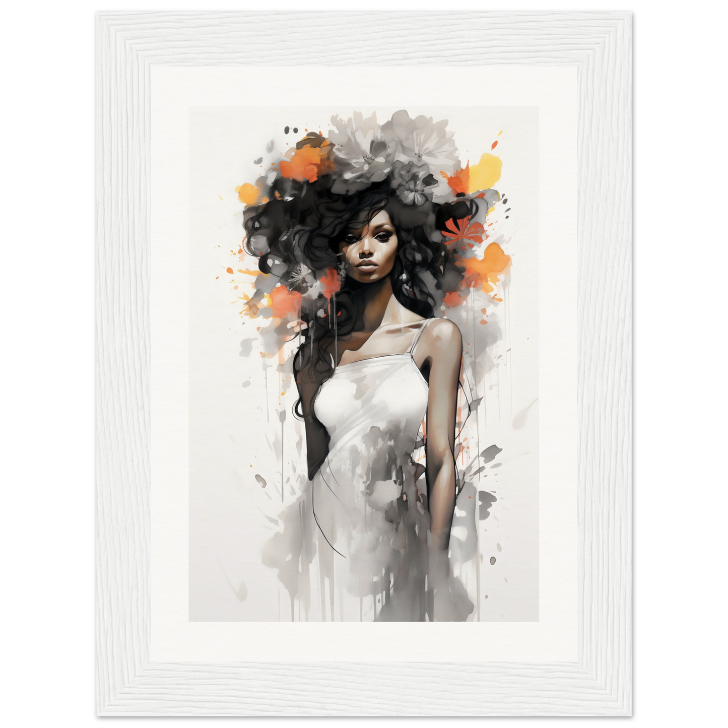 A high quality framed print of a woman with a flower in her hair is available as a Wild Whimsy The Oracle Windows™ Collection art poster.