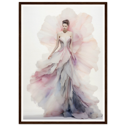 Watercolor painting of a woman in a flowing, ethereal gown.