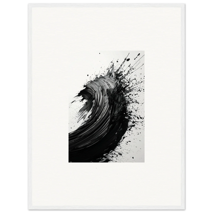 Dynamic black brushstroke wave design for modern room decor in framed wall art