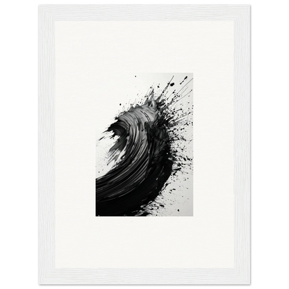 Dynamic black ink splash art inspired by ocean waves for stunning room decor