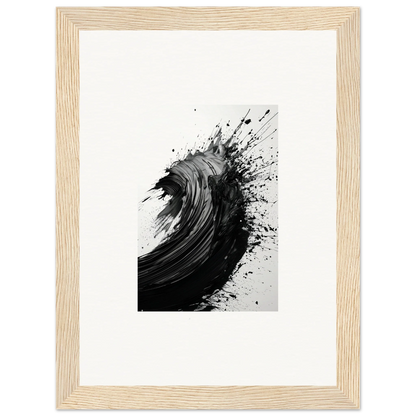 Dynamic black ink splash art resembling an ocean wave for stunning room decor