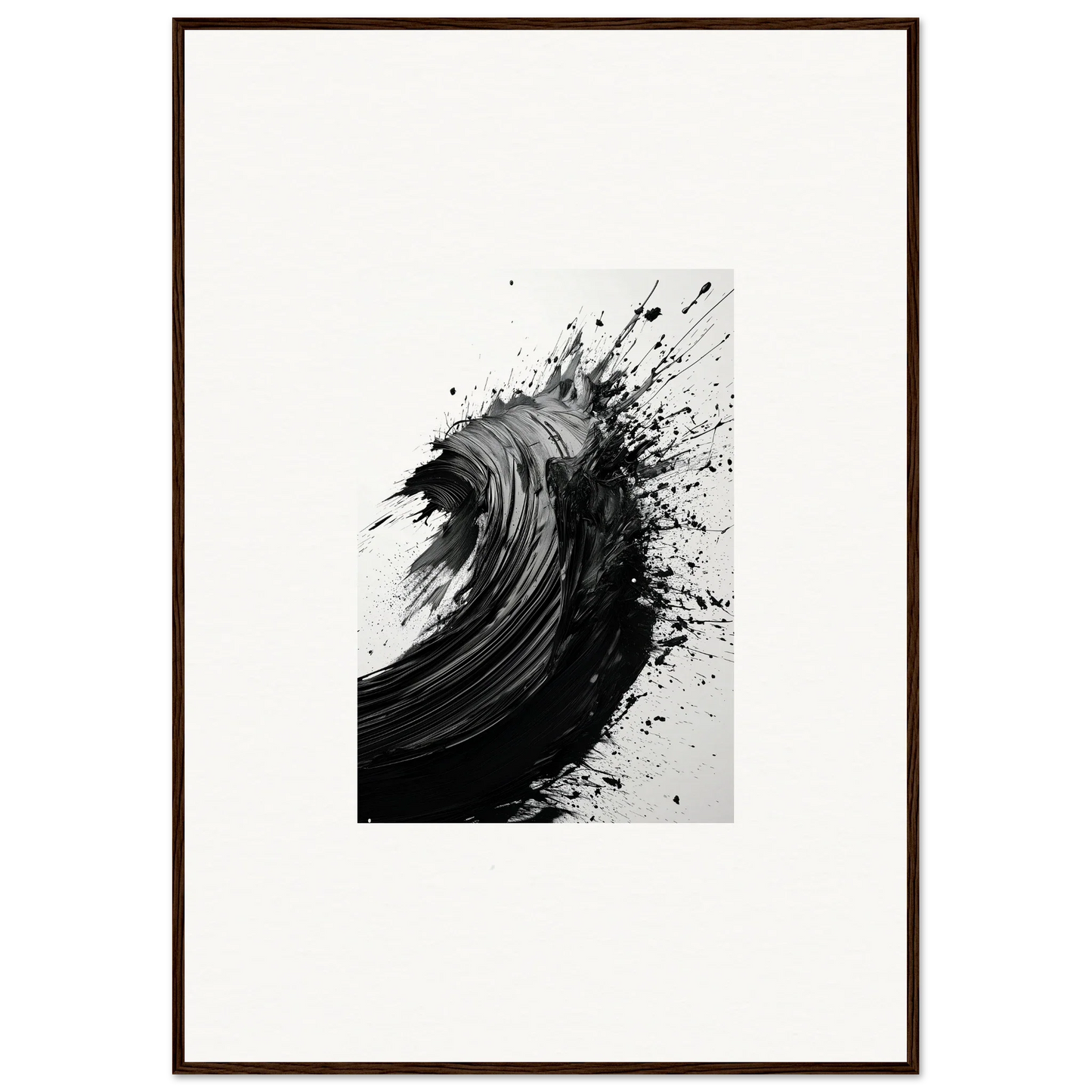 Dynamic black ink splash art piece for framed wall art and canvas prints in room decor