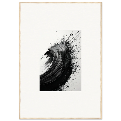 Dynamic black ink splash art resembling an ocean wave for framed wall art or canvas prints