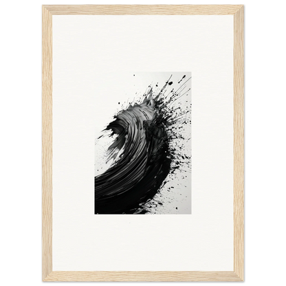 Dynamic black ink splash wave design for framed wall art or canvas prints in room decor