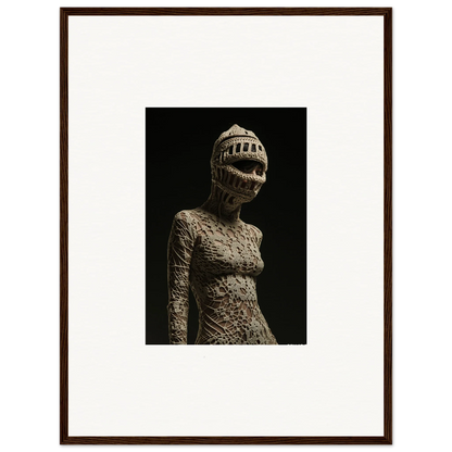 Eerie humanoid sculpture with tooth-filled mouth, unique canvas prints for room decor