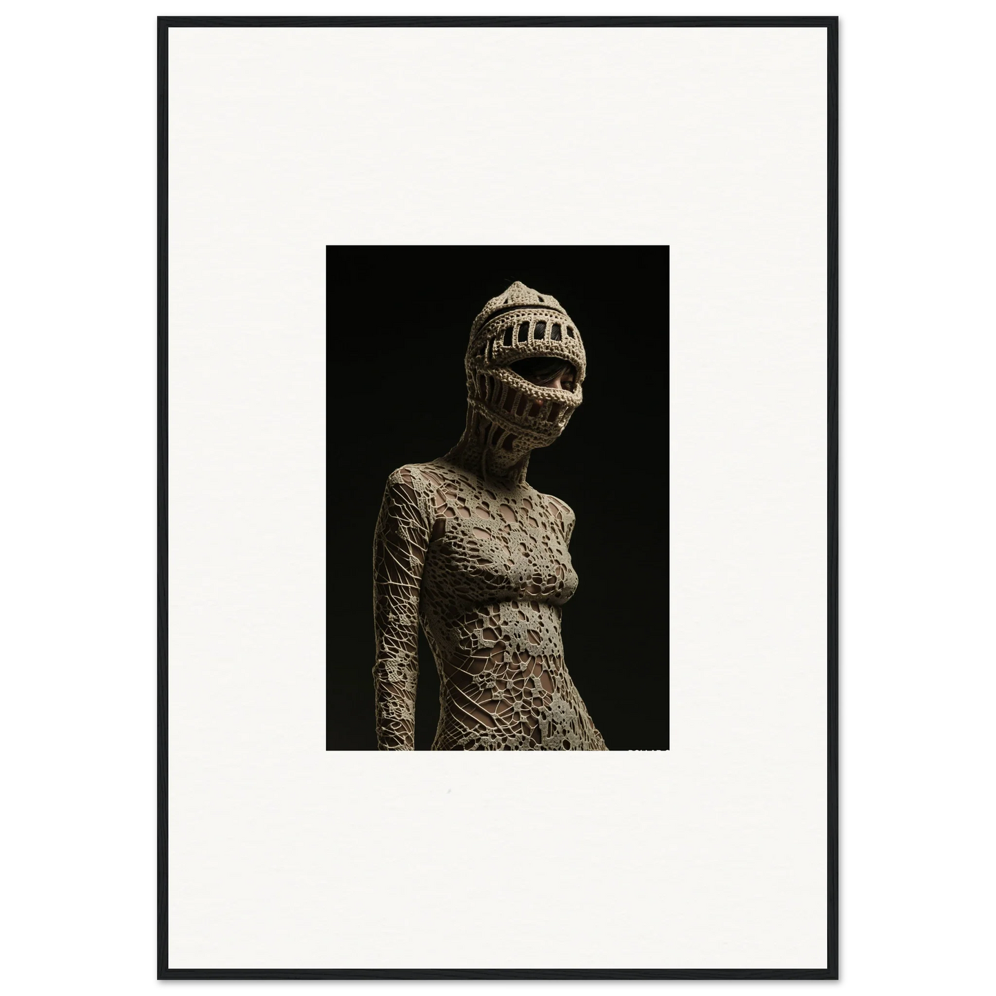 Eerie humanoid sculpture with tooth-filled mouth as unique room decor canvas print