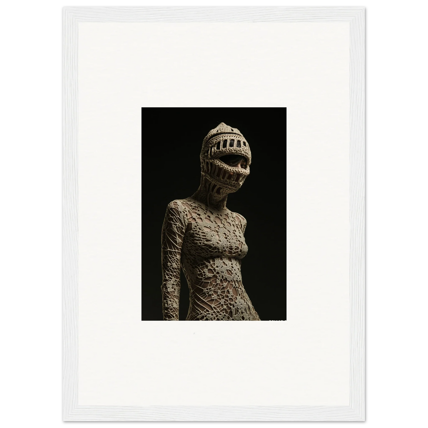 Eerie humanoid sculpture with a tooth-filled mouth, perfect for room decor or canvas prints