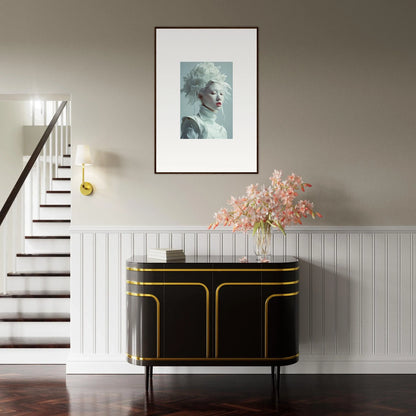 Elegant black and gold console table enhancing room decor with florid creature aesthetics