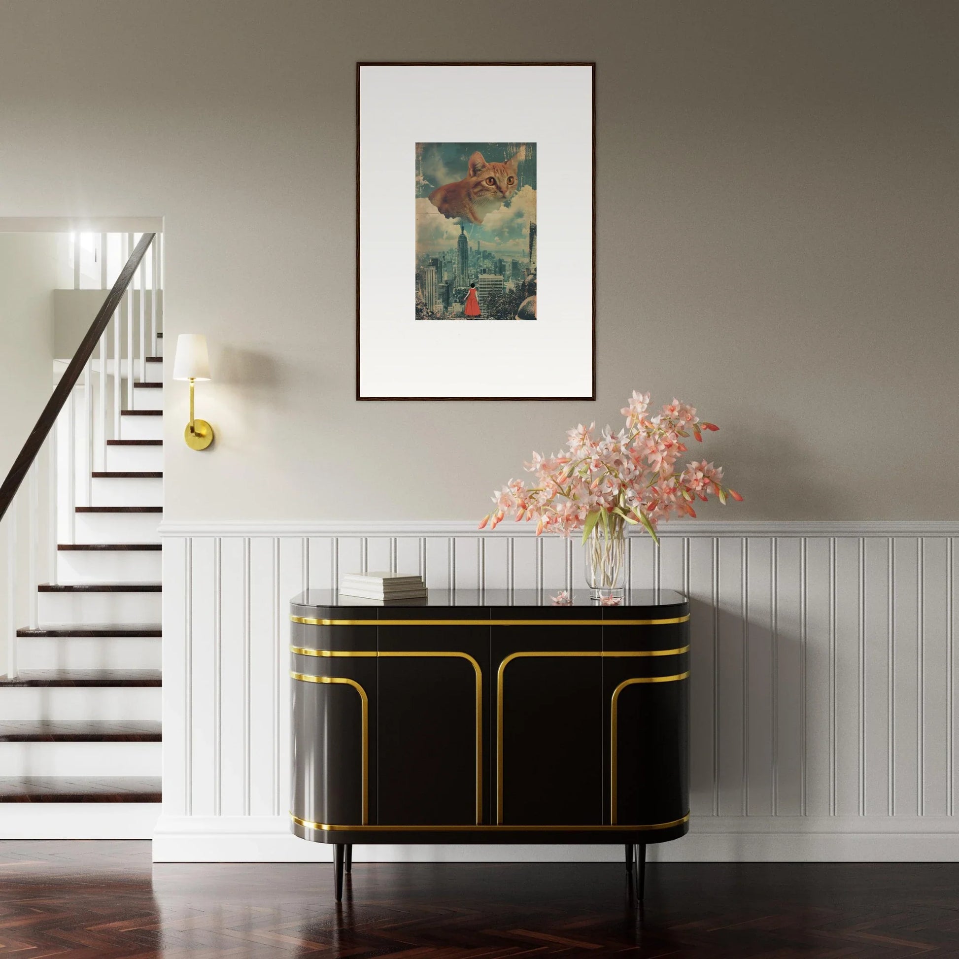 Elegant black and gold sideboard for chic Room Decor with Meow Cloud Ascent design