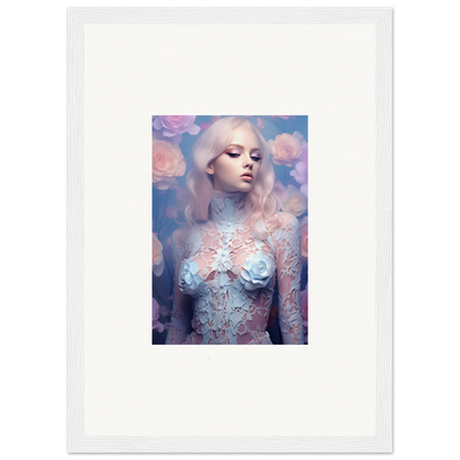 Ethereal portrait of a pale figure with pastel hair, perfect for Petal Vapor room decor