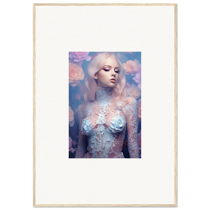 Ethereal portrait of a woman with pale skin, Lace Petal Vapor framed wall art for room decor