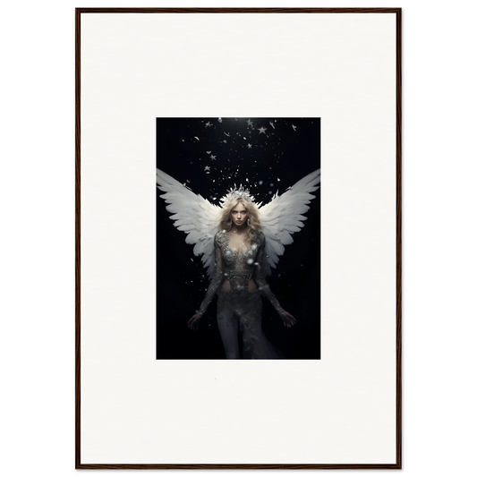 Ethereal winged figure with long hair for emotion surge room decor framed wall art