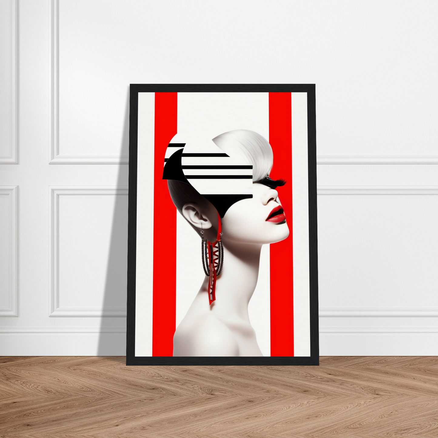 A high-quality Deep Dive The Oracle Windows™ Collection for my wall featuring a portrait of a woman with red and white stripes on her face. This artwork will transform your space.