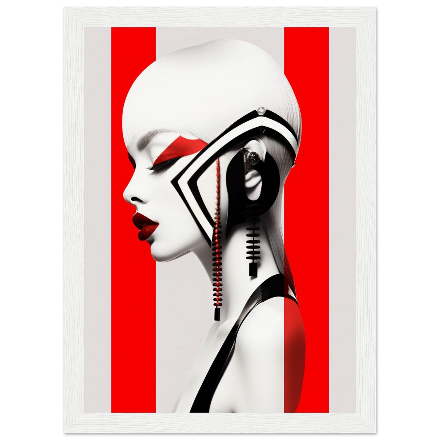 I am looking for a high quality Techno Tribe The Oracle Windows™ Collection poster for my wall featuring a woman's head with a red and white stripe.