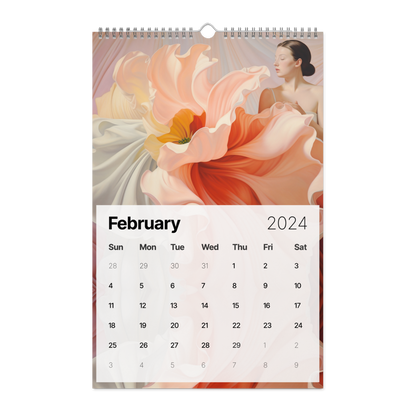 The finished text after removing the irrelevant codes:

A decorative piece with Flowers Are Magic - Wall calendar (2024) featuring a woman surrounded by vibrant flowers, perfect for keeping track of important dates.