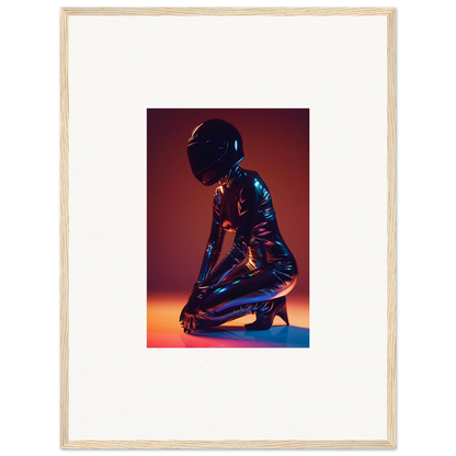 Figure in a shiny bodysuit and helmet, perfect for Night Oracle room decor