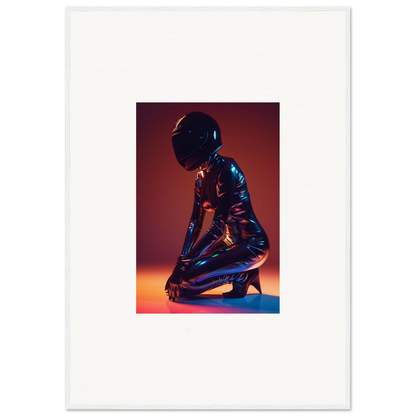 Form-fitting bodysuit figure kneeling, perfect for Night Oracle room decor or framed wall art