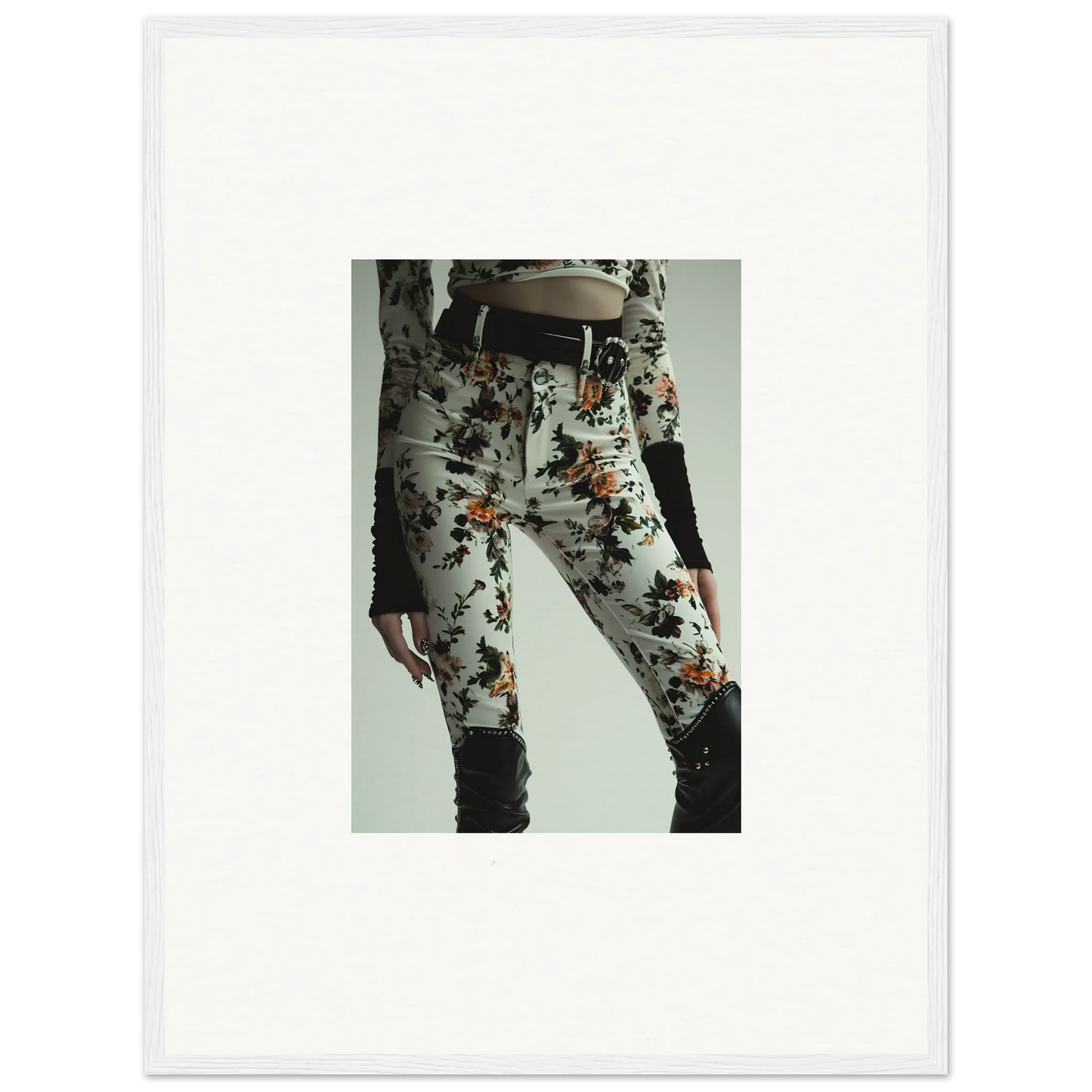 Floral-patterned pants with rips, perfect for stylish Garden Couture outfits